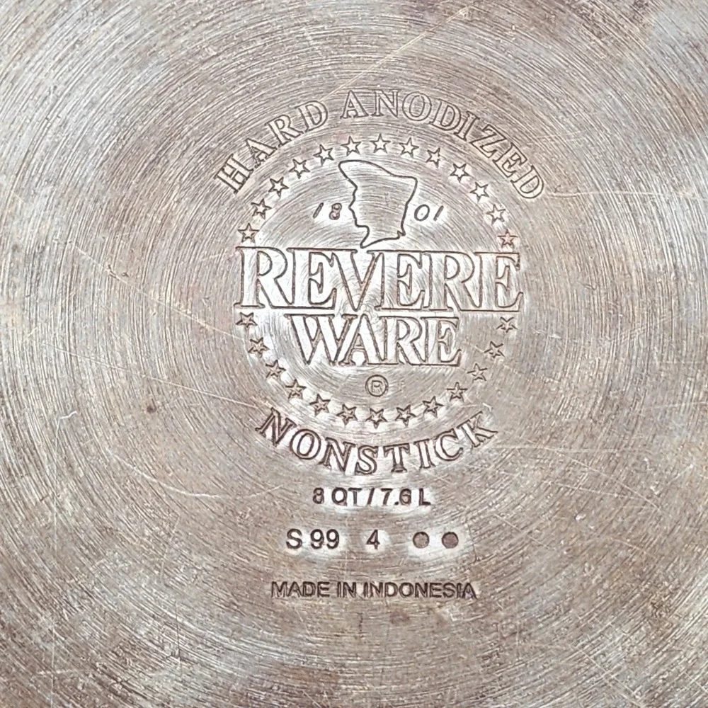 Revere Ware 1801 Black 8‎ Qt Stock Pot Hard Anodized Nonstick No Lid Indonesia
